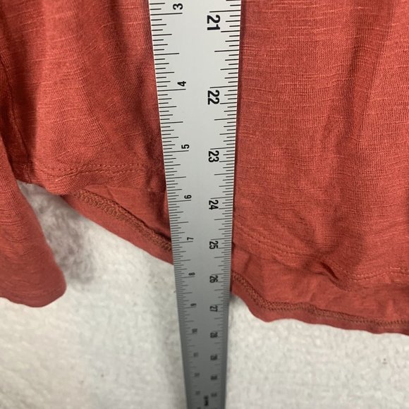 Dolan Blouse Womens M Coral Stretch Split Neck Pleated Roll Tab Long Sleeve 7646 - Picture 7 of 8